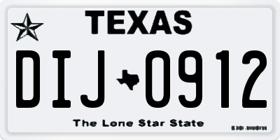 TX license plate DIJ0912