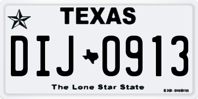 TX license plate DIJ0913
