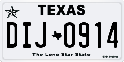 TX license plate DIJ0914