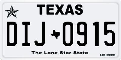 TX license plate DIJ0915
