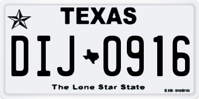 TX license plate DIJ0916