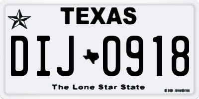 TX license plate DIJ0918