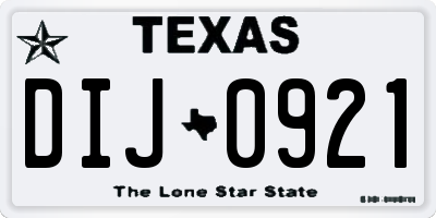 TX license plate DIJ0921