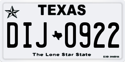TX license plate DIJ0922