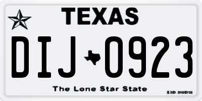 TX license plate DIJ0923