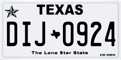 TX license plate DIJ0924
