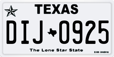 TX license plate DIJ0925
