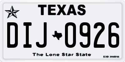 TX license plate DIJ0926
