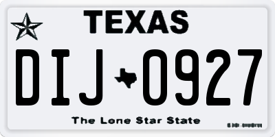 TX license plate DIJ0927