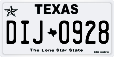 TX license plate DIJ0928