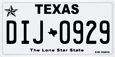 TX license plate DIJ0929