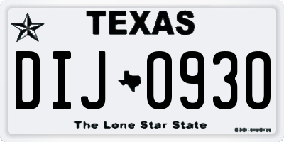 TX license plate DIJ0930