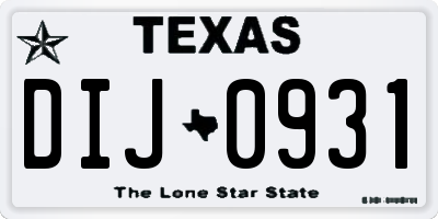 TX license plate DIJ0931