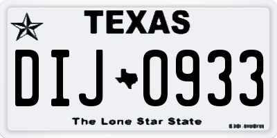 TX license plate DIJ0933