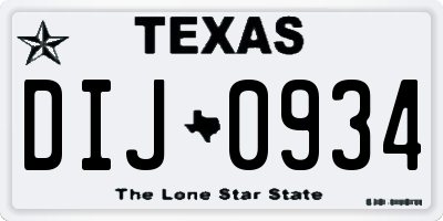 TX license plate DIJ0934