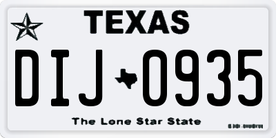 TX license plate DIJ0935