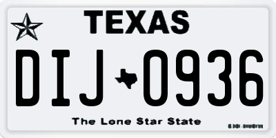 TX license plate DIJ0936