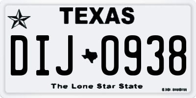 TX license plate DIJ0938