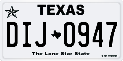 TX license plate DIJ0947