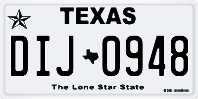TX license plate DIJ0948