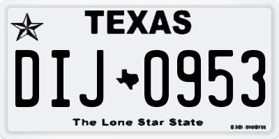 TX license plate DIJ0953