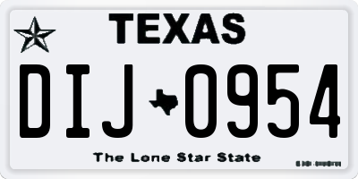 TX license plate DIJ0954