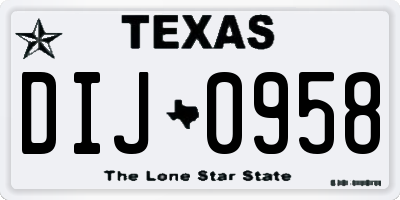 TX license plate DIJ0958