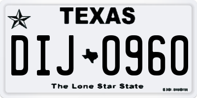 TX license plate DIJ0960