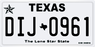 TX license plate DIJ0961