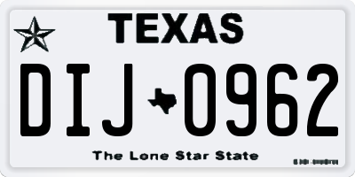 TX license plate DIJ0962