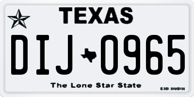 TX license plate DIJ0965