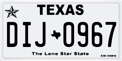 TX license plate DIJ0967