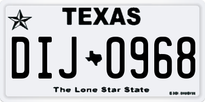 TX license plate DIJ0968