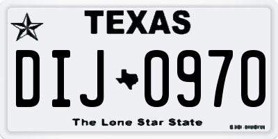 TX license plate DIJ0970