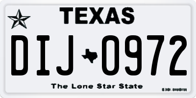 TX license plate DIJ0972
