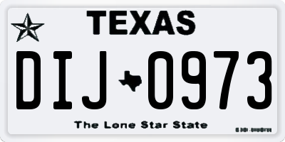 TX license plate DIJ0973