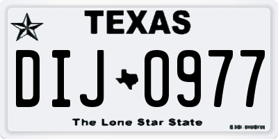 TX license plate DIJ0977