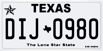 TX license plate DIJ0980