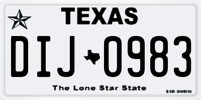 TX license plate DIJ0983