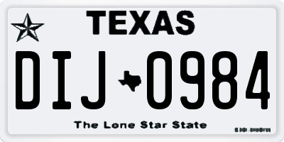 TX license plate DIJ0984