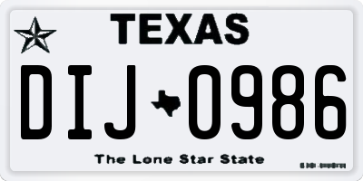 TX license plate DIJ0986