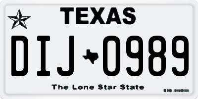 TX license plate DIJ0989