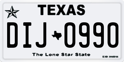 TX license plate DIJ0990