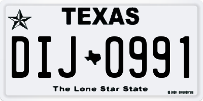 TX license plate DIJ0991