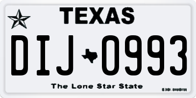 TX license plate DIJ0993