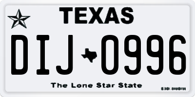 TX license plate DIJ0996