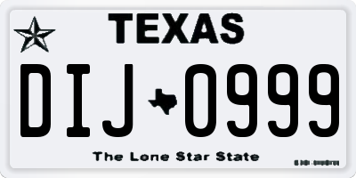 TX license plate DIJ0999