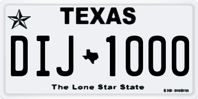 TX license plate DIJ1000