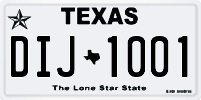 TX license plate DIJ1001