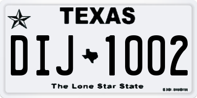 TX license plate DIJ1002